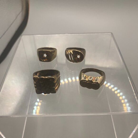 4ct Vintage Salesman Sample ELECTRO PLATED UNMARKED Men's Size 9 Rings - Picture 1 of 3